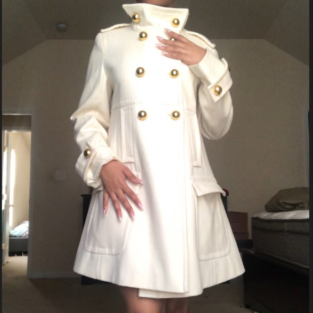 Cream and gold pea coat
